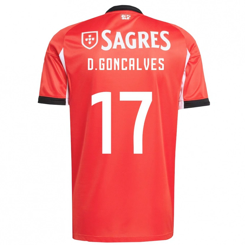 Danxen Barn Diogo Goncalves #17 Rød Hvit Hjemmetrøye Drakt Trøye 2025/26 Skjorter T-Skjorte
