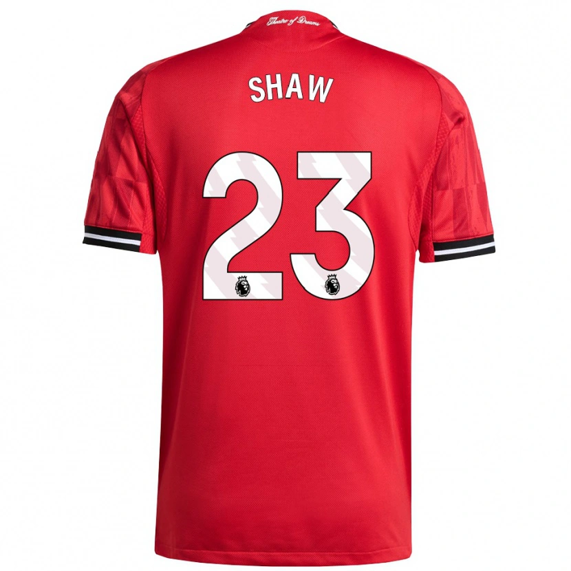 Danxen Barn Luke Shaw #23 Rød Svart Hvit Hjemmetrøye Drakt Trøye 2025/26 Skjorter T-Skjorte
