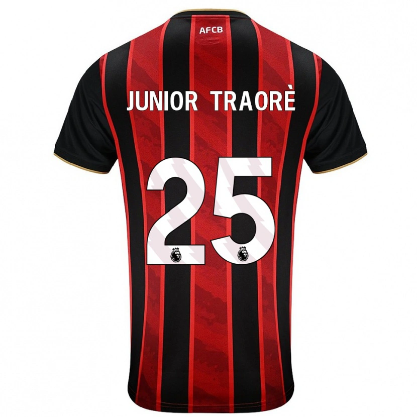 Danxen Barn Hamed Junior Traoré #25 Rød Svart Hjemmetrøye Drakt Trøye 2025/26 Skjorter T-Skjorte