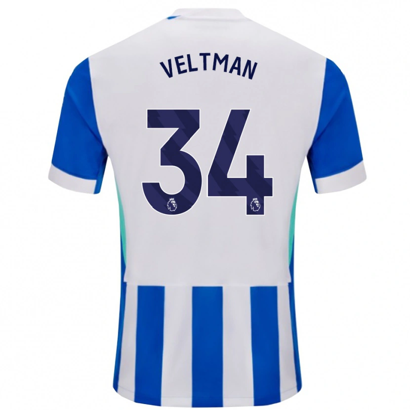 Danxen Barn Joël Veltman #34 Blå Hvit Hjemmetrøye Drakt Trøye 2025/26 Skjorter T-Skjorte