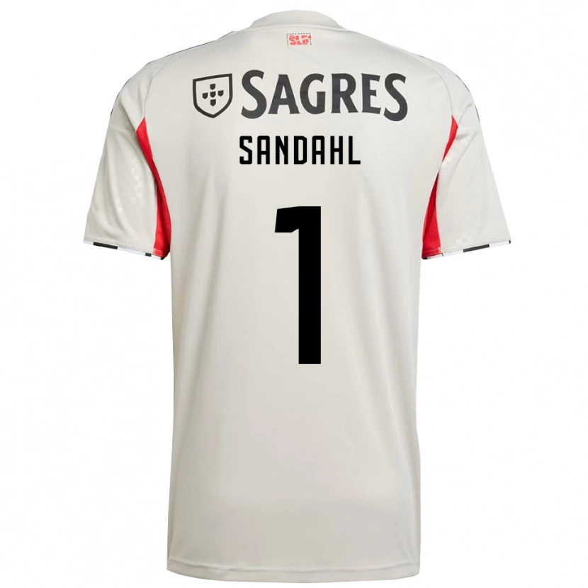 Danxen Barn Alexander Sandahl #1 Off White Rød Bortetrøye Drakt Trøye 2025/26 Skjorter T-Skjorte