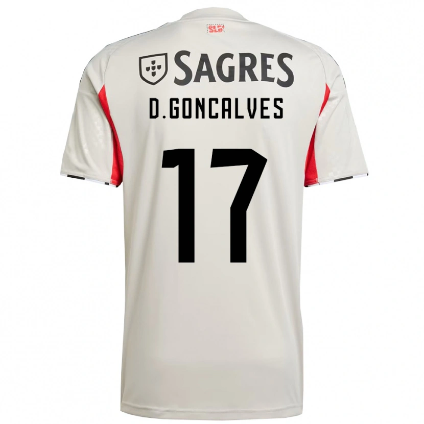 Danxen Barn Diogo Goncalves #17 Off White Rød Bortetrøye Drakt Trøye 2025/26 Skjorter T-Skjorte