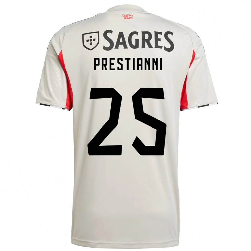 Danxen Barn Gianluca Prestianni #25 Off White Rød Bortetrøye Drakt Trøye 2025/26 Skjorter T-Skjorte