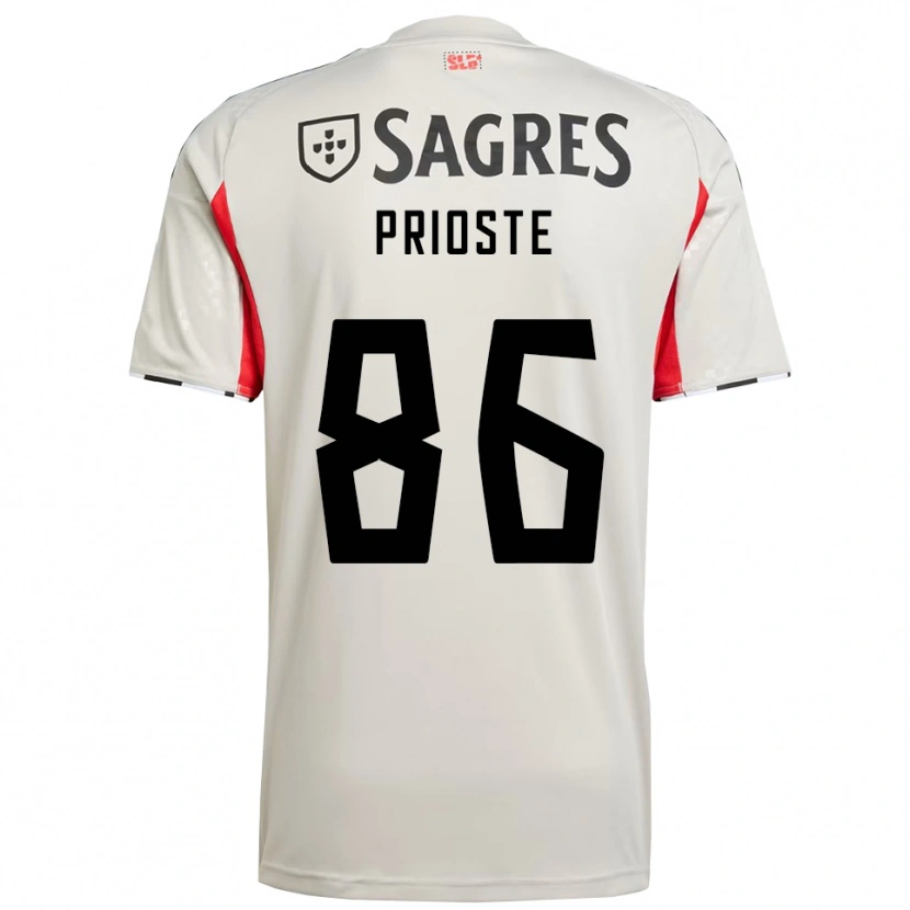 Danxen Barn Diogo Prioste #86 Off White Rød Bortetrøye Drakt Trøye 2025/26 Skjorter T-Skjorte