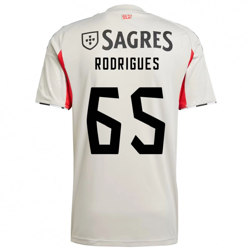 Danxen Barn Rafael Rodrigues #65 Off White Rød Bortetrøye Drakt Trøye 2025/26 Skjorter T-Skjorte