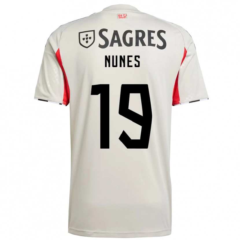 Danxen Barn Bernardo Nunes #19 Off White Rød Bortetrøye Drakt Trøye 2025/26 Skjorter T-Skjorte