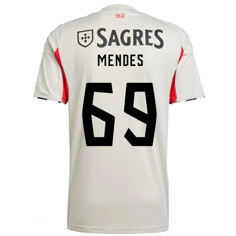 Danxen Barn Vladimir Mendes #69 Off White Rød Bortetrøye Drakt Trøye 2025/26 Skjorter T-Skjorte