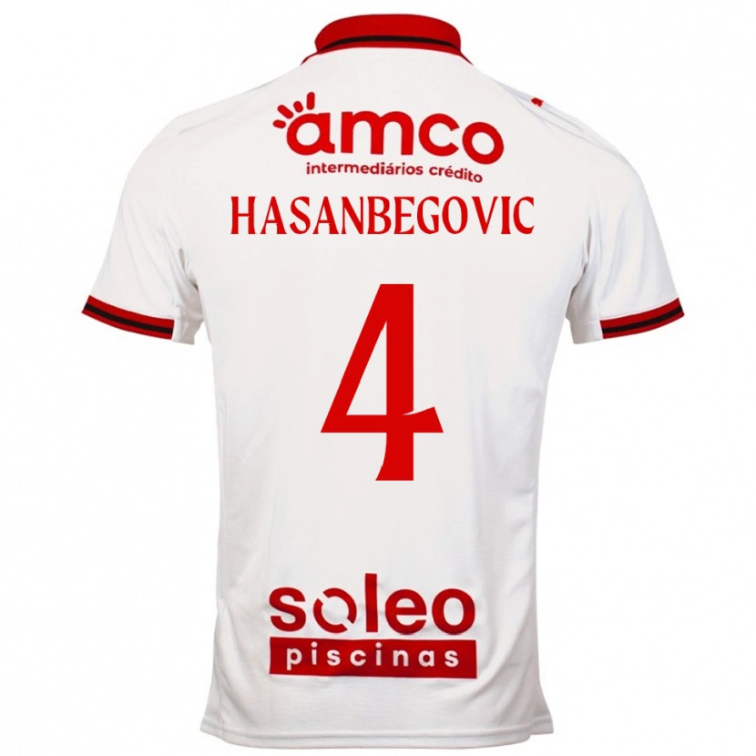 Danxen Barn Melisa Hasanbegović #4 Hvit Rød Bortetrøye Drakt Trøye 2025/26 Skjorter T-Skjorte