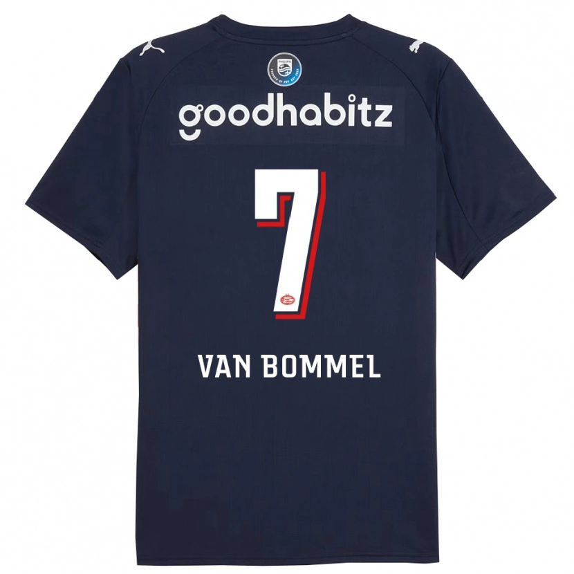 Danxen Barn Ruben Van Bommel #7 Marineblå Hvit Bortetrøye Drakt Trøye 2025/26 Skjorter T-Skjorte
