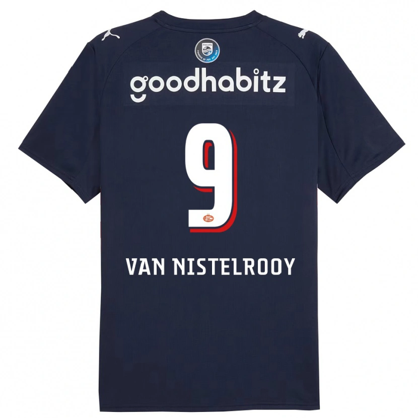 Danxen Barn Liam Van Nistelrooy #9 Marineblå Hvit Bortetrøye Drakt Trøye 2025/26 Skjorter T-Skjorte