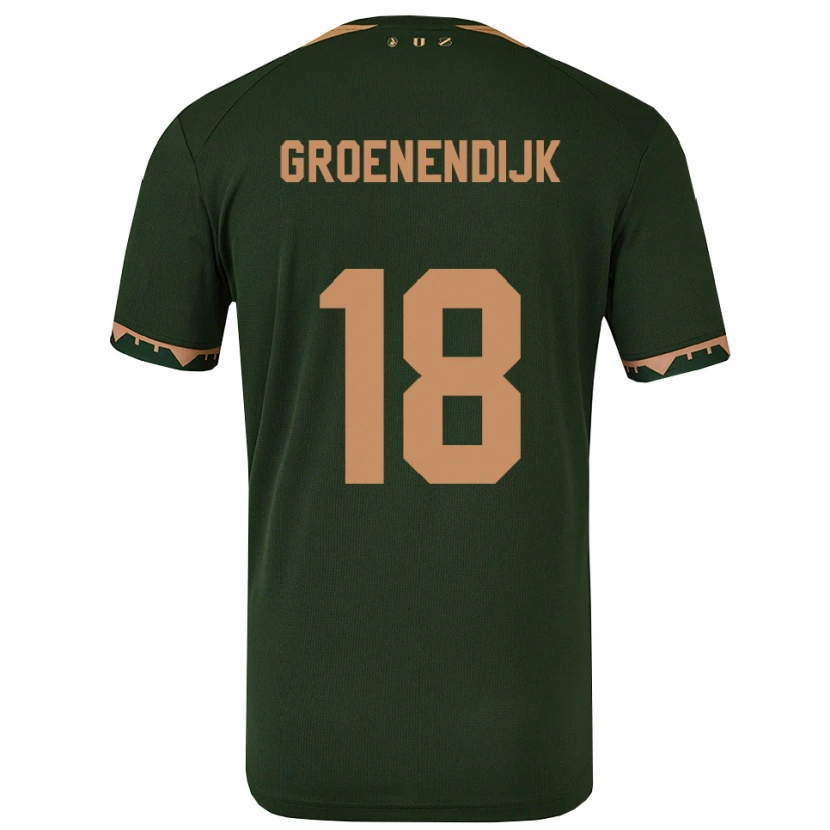 Danxen Barn Tami Groenendijk #18 Grønn Gull Bortetrøye Drakt Trøye 2025/26 Skjorter T-Skjorte