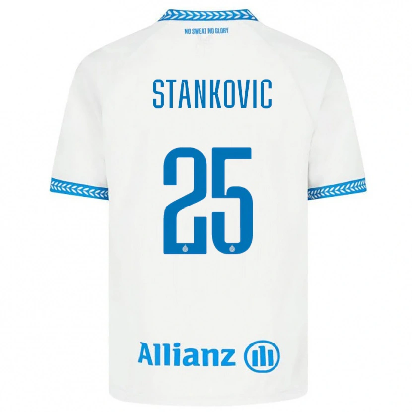 Danxen Barn Aleksandar Stanković #25 Blå Hvit Bortetrøye Drakt Trøye 2025/26 Skjorter T-Skjorte