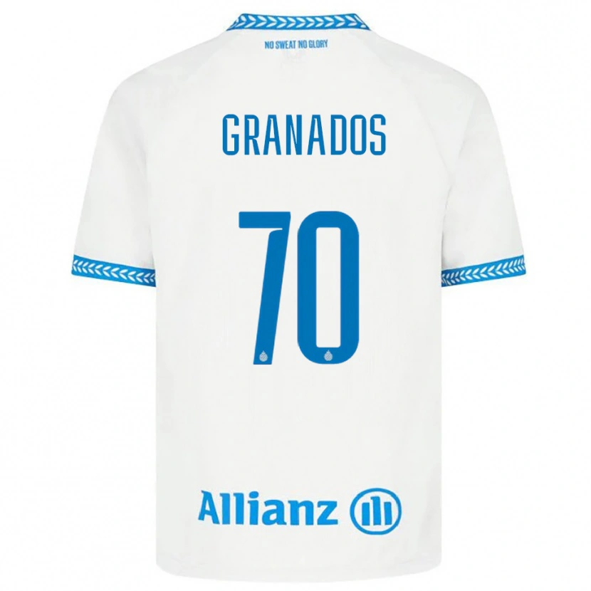 Danxen Barn Alejandro Granados #70 Blå Hvit Bortetrøye Drakt Trøye 2025/26 Skjorter T-Skjorte