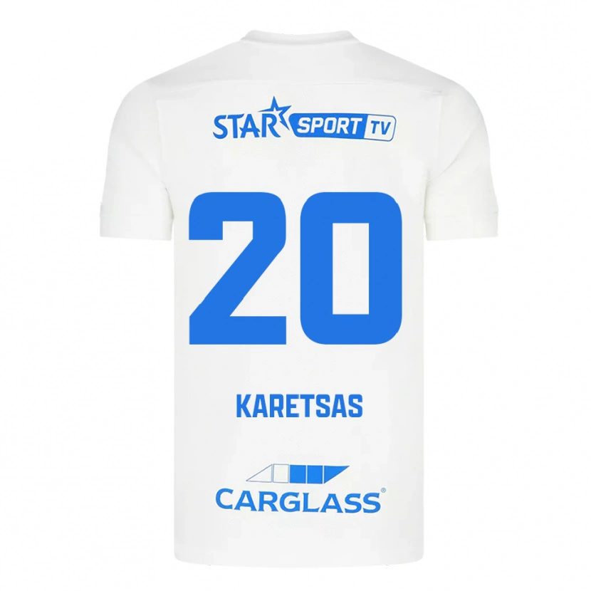 Danxen Barn Konstantinos Karetsas #20 Hvit Blå Bortetrøye Drakt Trøye 2025/26 Skjorter T-Skjorte