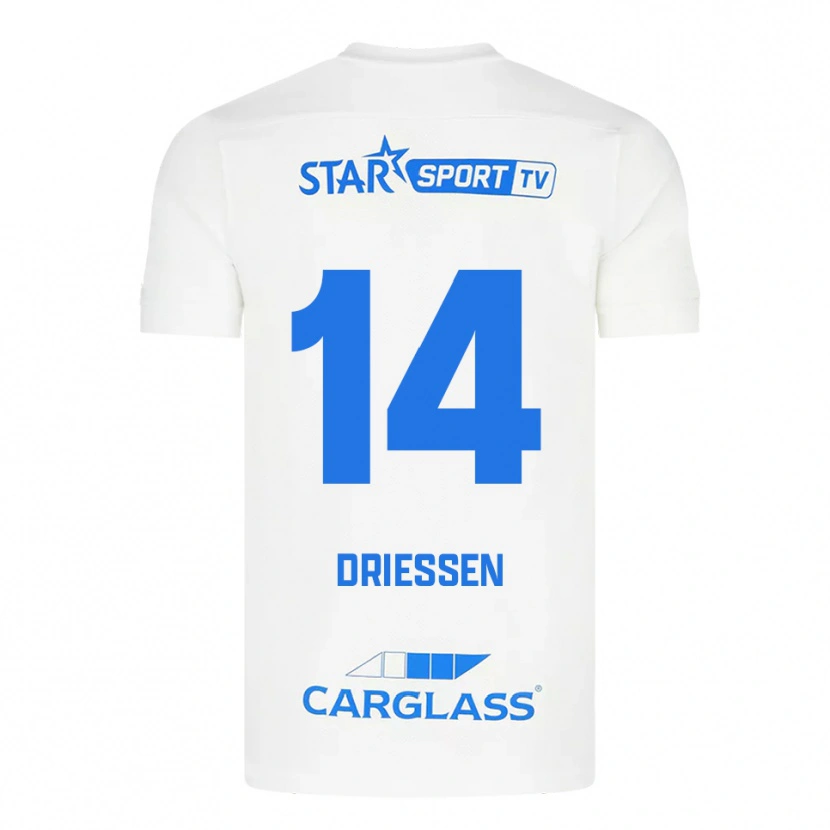 Danxen Barn Jelle Driessen #14 Hvit Blå Bortetrøye Drakt Trøye 2025/26 Skjorter T-Skjorte