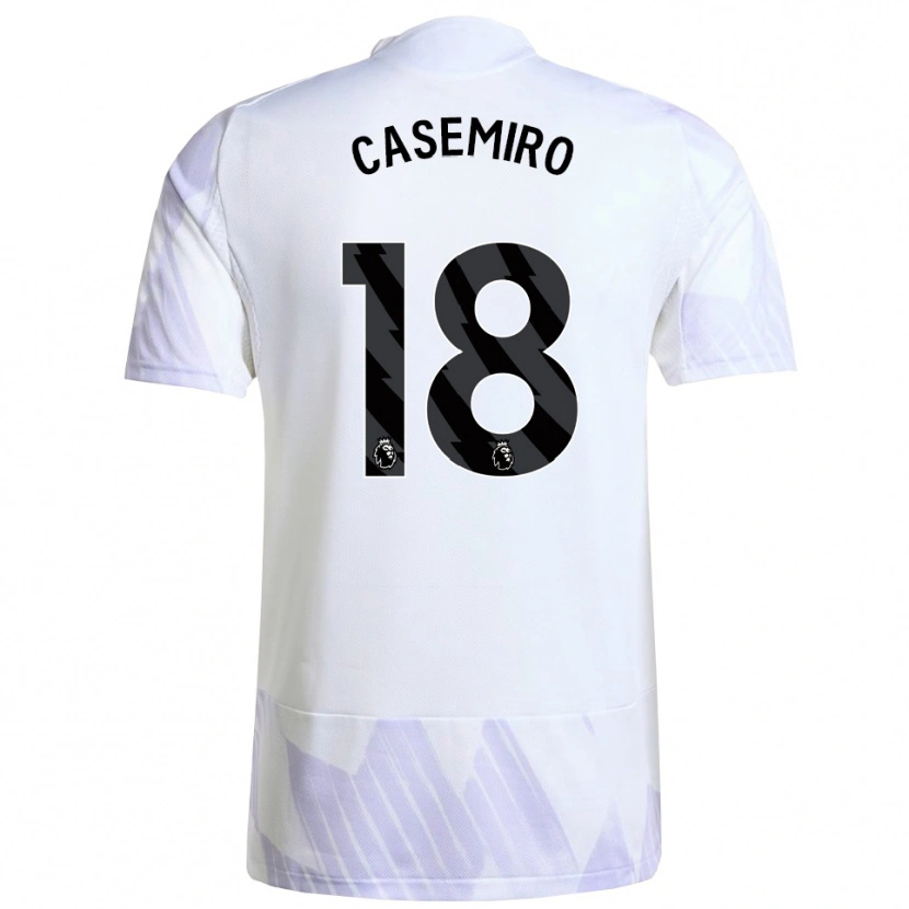 Danxen Barn Casemiro #18 Hvit Lilla Lilla Bortetrøye Drakt Trøye 2025/26 Skjorter T-Skjorte