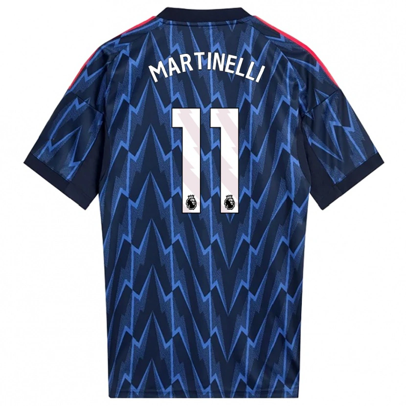 Danxen Barn Gabriel Martinelli #11 Marineblå Rød Bortetrøye Drakt Trøye 2025/26 Skjorter T-Skjorte