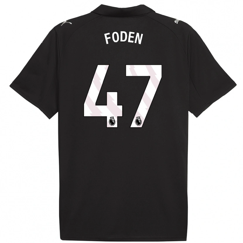 Danxen Barn Phil Foden #47 Svart Hvit Bortetrøye Drakt Trøye 2025/26 Skjorter T-Skjorte