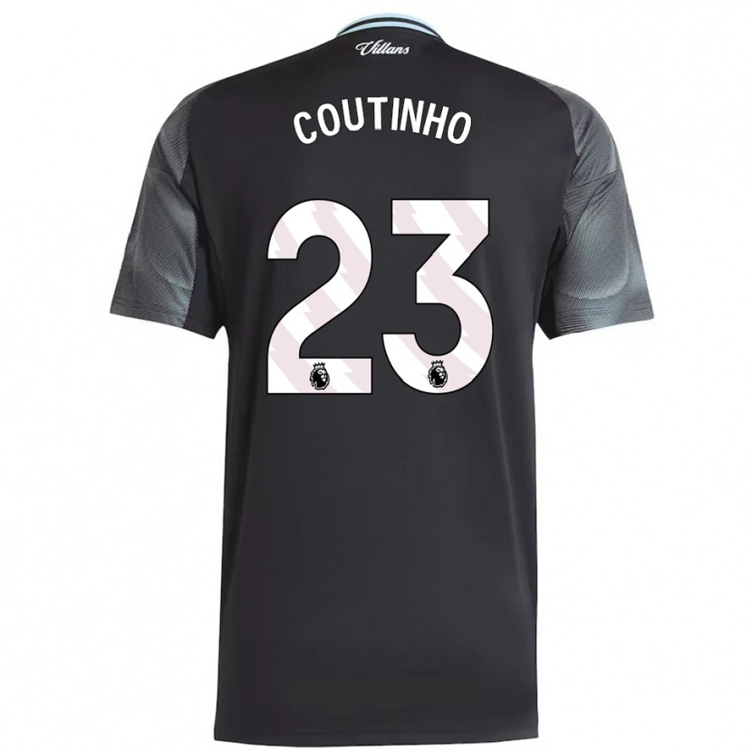 Danxen Barn Philippe Coutinho #23 Svart Himmelsblå Bortetrøye Drakt Trøye 2025/26 Skjorter T-Skjorte