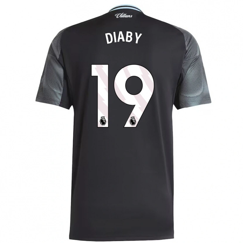 Danxen Barn Moussa Diaby #19 Svart Himmelsblå Bortetrøye Drakt Trøye 2025/26 Skjorter T-Skjorte