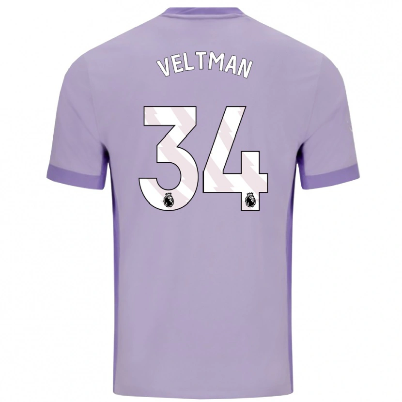 Danxen Barn Joël Veltman #34 Taro Lilla Hvit Bortetrøye Drakt Trøye 2025/26 Skjorter T-Skjorte