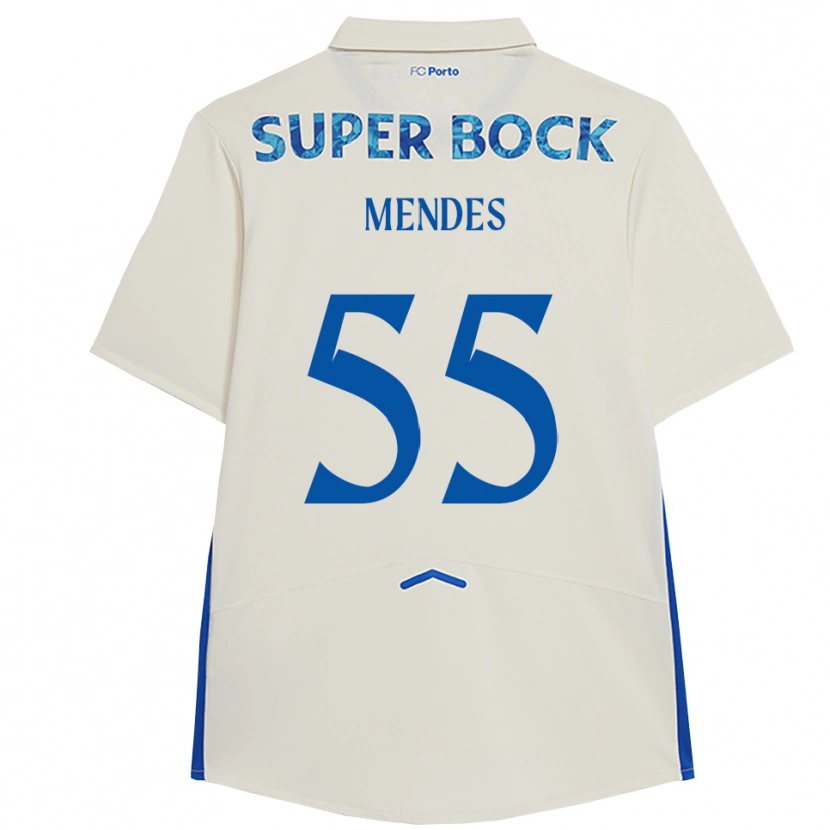 Danxen Barn Joao Mendes #55 Hvit Blå Tredje Sett Drakt Trøye 2025/26 Skjorter T-Skjorte