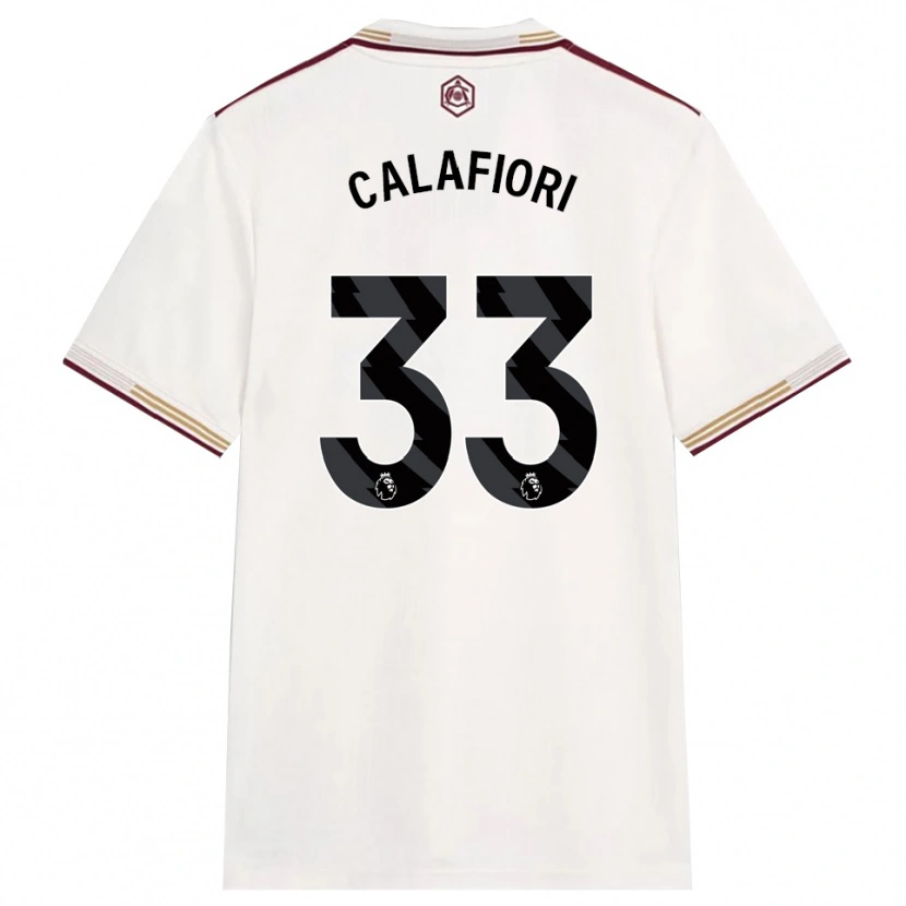 Danxen Barn Riccardo Calafiori #33 Off White Burgunder Tredje Sett Drakt Trøye 2025/26 Skjorter T-Skjorte
