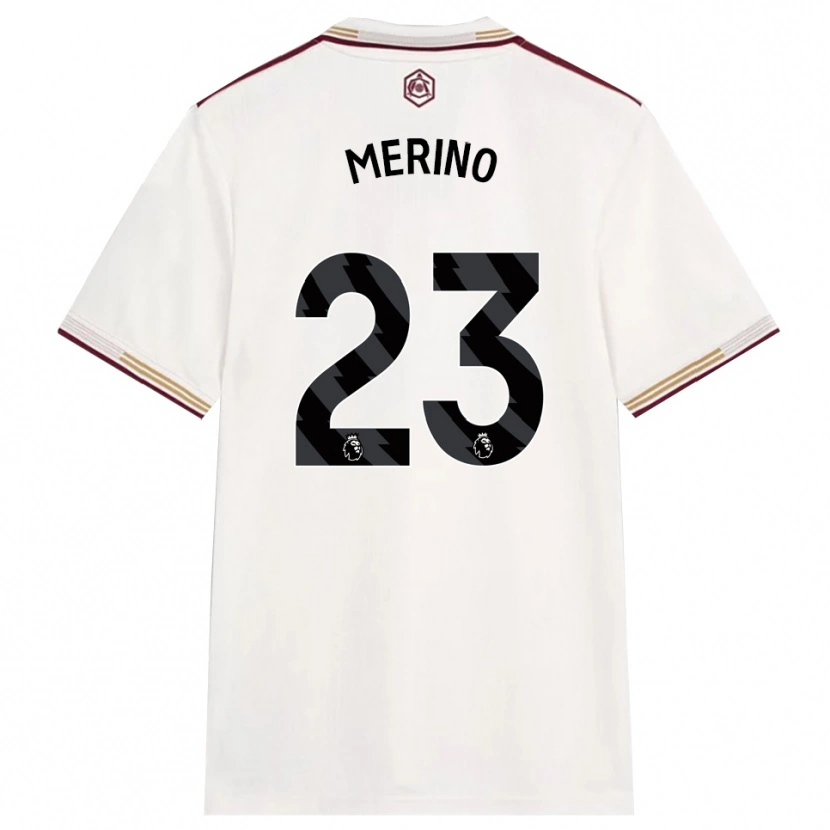 Danxen Barn Mikel Merino #23 Off White Burgunder Tredje Sett Drakt Trøye 2025/26 Skjorter T-Skjorte