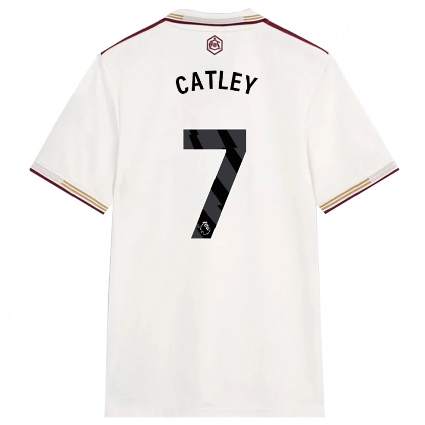 Danxen Barn Steph Catley #7 Off White Burgunder Tredje Sett Drakt Trøye 2025/26 Skjorter T-Skjorte