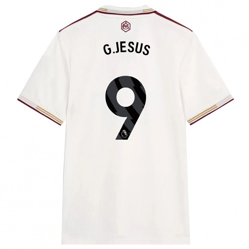 Danxen Barn Gabriel Jesus #9 Off White Burgunder Tredje Sett Drakt Trøye 2025/26 Skjorter T-Skjorte