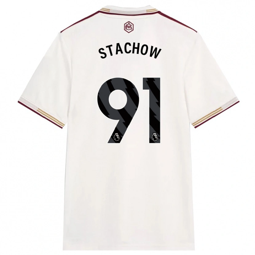 Danxen Barn Patrick Stachow #91 Off White Burgunder Tredje Sett Drakt Trøye 2025/26 Skjorter T-Skjorte