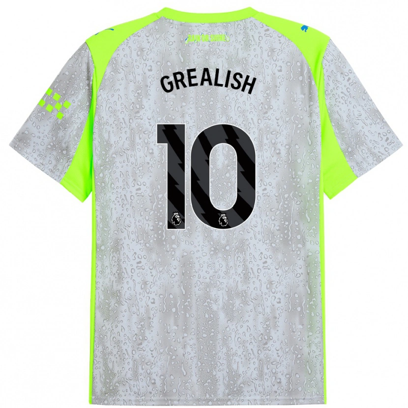 Danxen Barn Jack Grealish #10 Grå Gul Tredje Sett Drakt Trøye 2025/26 Skjorter T-Skjorte