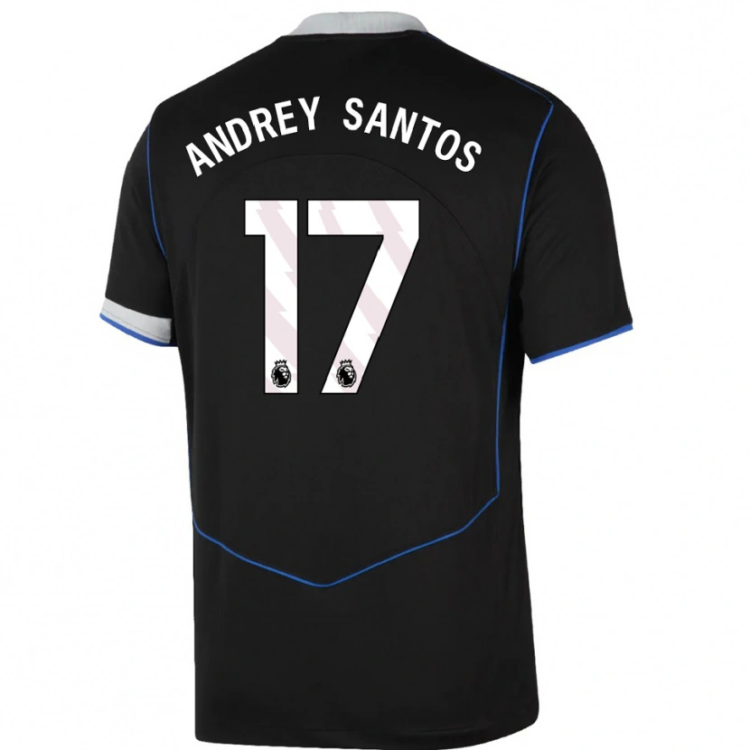 Danxen Barn Andrey Santos #17 Svart Blå Sølv Tredje Sett Drakt Trøye 2025/26 Skjorter T-Skjorte