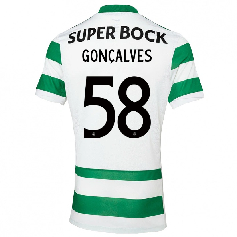 Danxen Mann Flávio Gonçalves #58 Grønn Hvit Hjemmetrøye Drakt Trøye 2025/26 Skjorter T-Skjorte
