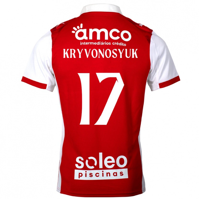 Danxen Mann Leonardo Kryvonosyuk #17 Rød Hvit Hjemmetrøye Drakt Trøye 2025/26 Skjorter T-Skjorte