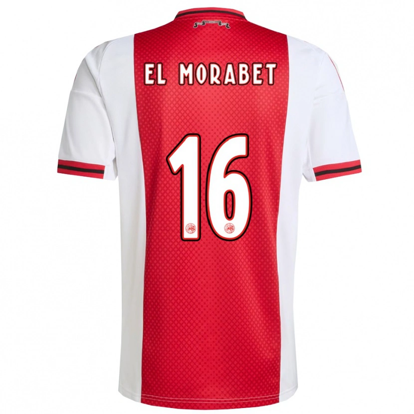 Danxen Mann Younes El Morabet #16 Rød Hvit Hjemmetrøye Drakt Trøye 2025/26 Skjorter T-Skjorte