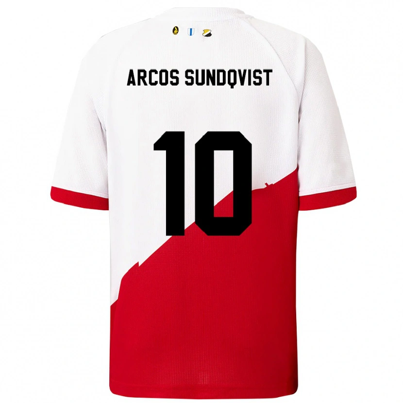 Danxen Mann Gustav Arcos Sundqvist #10 Hvit Rød Hjemmetrøye Drakt Trøye 2025/26 Skjorter T-Skjorte