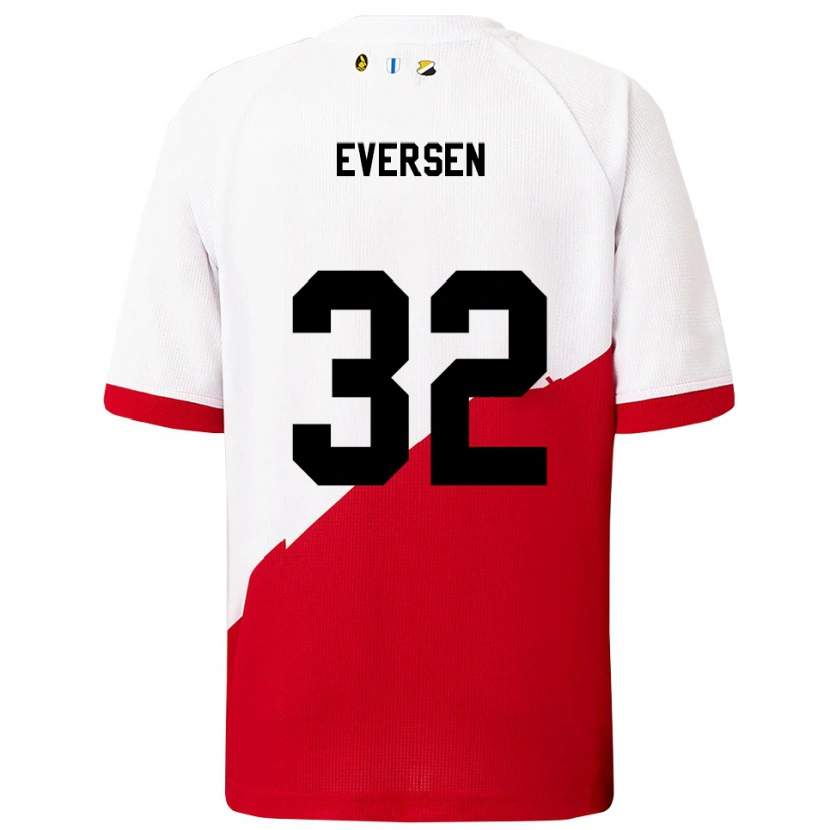 Danxen Mann Justin Eversen #32 Hvit Rød Hjemmetrøye Drakt Trøye 2025/26 Skjorter T-Skjorte