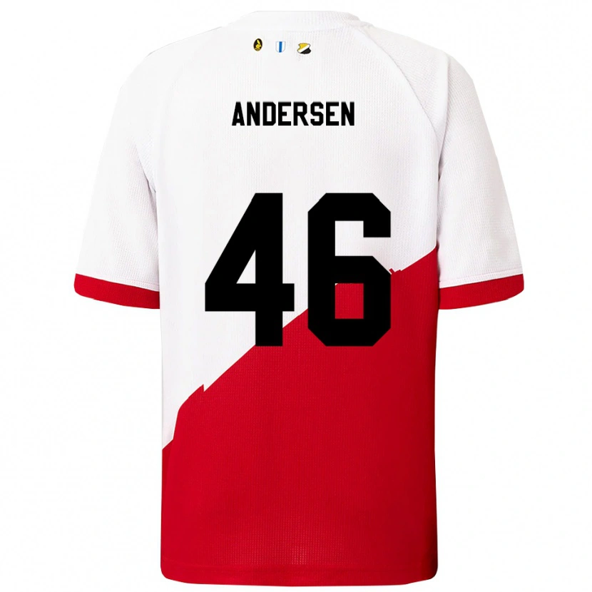 Danxen Mann Silas Andersen #46 Hvit Rød Hjemmetrøye Drakt Trøye 2025/26 Skjorter T-Skjorte