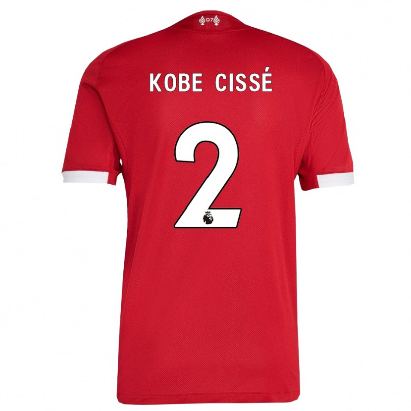 Danxen Mann Prince Kobe Cissé #2 Rød Hvit Hjemmetrøye Drakt Trøye 2025/26 Skjorter T-Skjorte