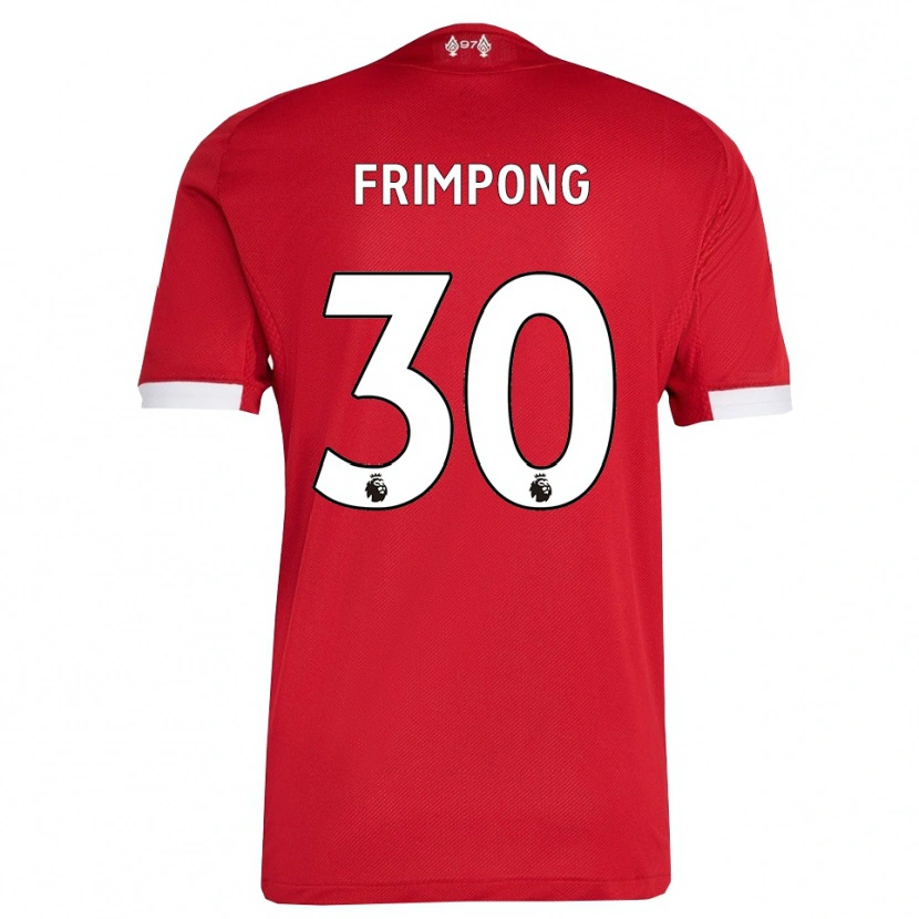 Danxen Mann Jeremie Frimpong #30 Rød Hvit Hjemmetrøye Drakt Trøye 2025/26 Skjorter T-Skjorte