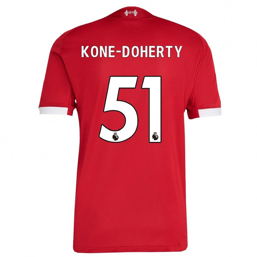 Danxen Mann Trent Kone-Doherty #51 Rød Hvit Hjemmetrøye Drakt Trøye 2025/26 Skjorter T-Skjorte