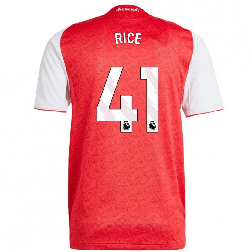 Danxen Mann Declan Rice #41 Rød Hvit Hjemmetrøye Drakt Trøye 2025/26 Skjorter T-Skjorte
