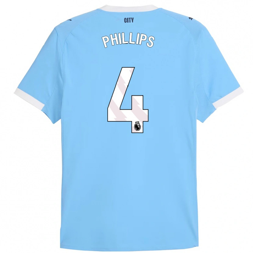 Danxen Mann Kalvin Phillips #4 Himmelsblå Hvit Hjemmetrøye Drakt Trøye 2025/26 Skjorter T-Skjorte