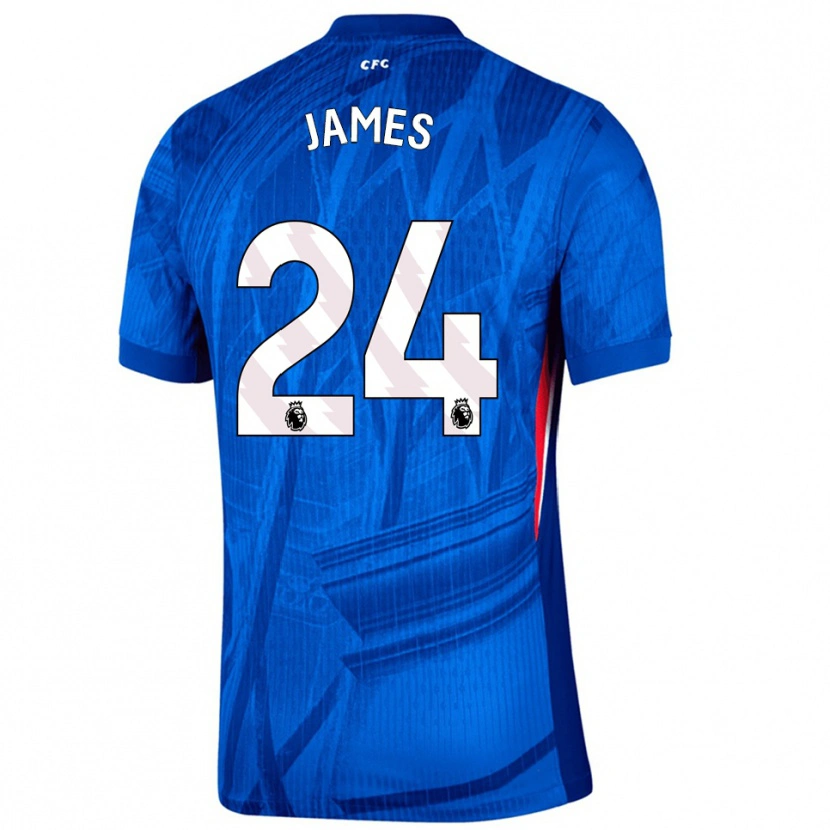 Danxen Mann Reece James #24 Blå Hvit Hjemmetrøye Drakt Trøye 2025/26 Skjorter T-Skjorte