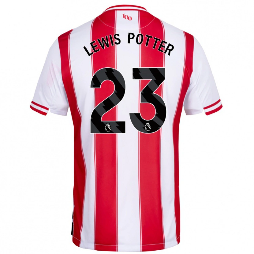 Danxen Mann Keane Lewis-Potter #23 Rød Hvit Hjemmetrøye Drakt Trøye 2025/26 Skjorter T-Skjorte