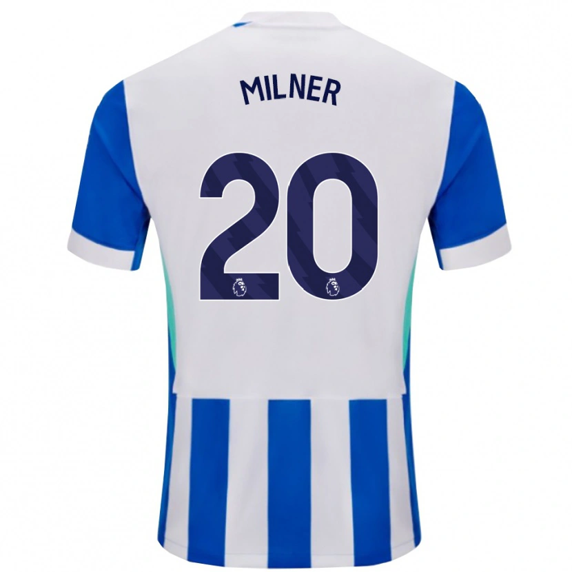 Danxen Mann James Milner #20 Blå Hvit Hjemmetrøye Drakt Trøye 2025/26 Skjorter T-Skjorte