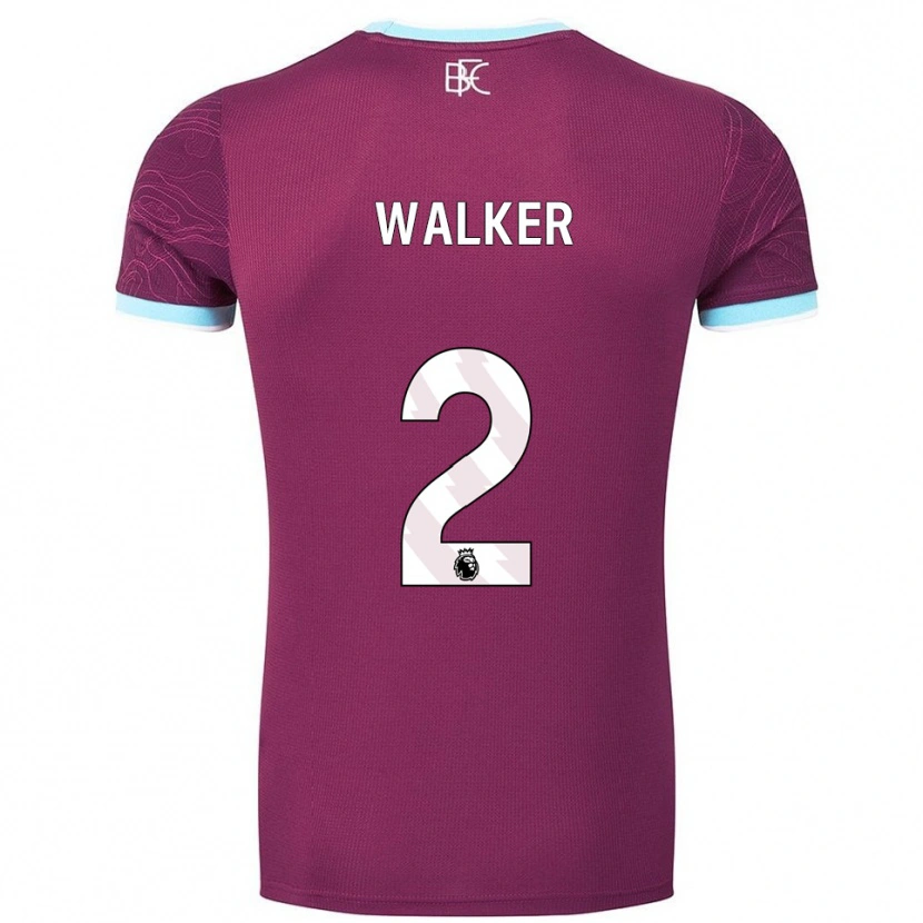 Danxen Mann Kyle Walker #2 Burgunder Himmelsblå Hjemmetrøye Drakt Trøye 2025/26 Skjorter T-Skjorte