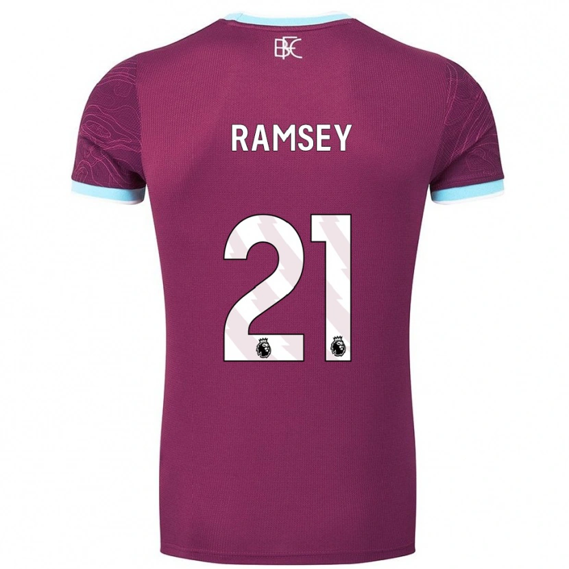 Danxen Mann Aaron Ramsey #21 Burgunder Himmelsblå Hjemmetrøye Drakt Trøye 2025/26 Skjorter T-Skjorte