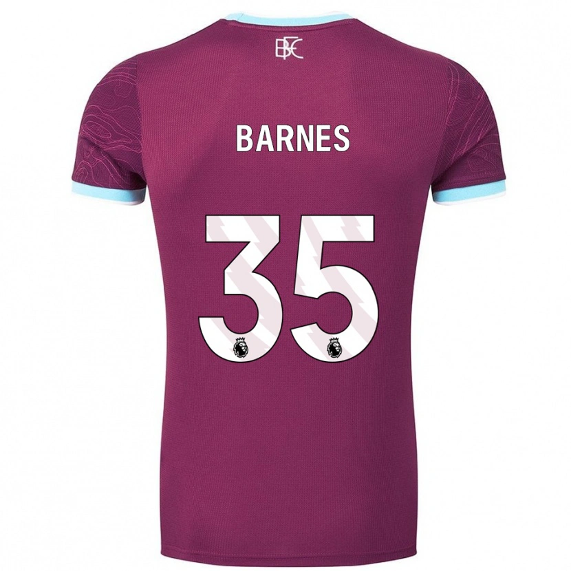 Danxen Mann Ashley Barnes #35 Burgunder Himmelsblå Hjemmetrøye Drakt Trøye 2025/26 Skjorter T-Skjorte